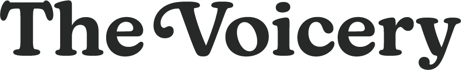 The Voicery logo in elegant serif font style.